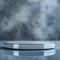 A white table with a silver surface on a table photo