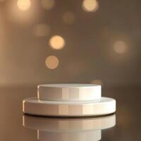 A white round object on a table with a light background photo