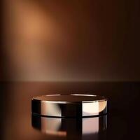A round object on a table with a dark background photo