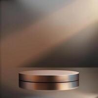 An empty round table with a light shining on it photo