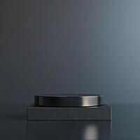 A black object on a table with a gray background photo