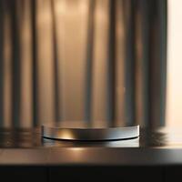 A small round object on top of a table photo