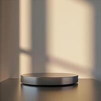 A round table with a light shining on it photo