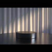 A black table with a white tablecloth in front of it photo