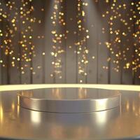Empty podium with lights in the background photo
