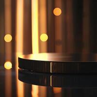 A black circular object sitting on a table photo