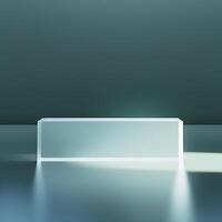 A white box sitting on a table with a light shining on it photo