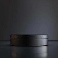 Black empty box with a reflection on a dark background photo
