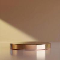 A round object on a table with a light shining on it photo