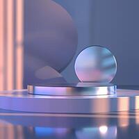 A 3d render of a circular object on a table photo