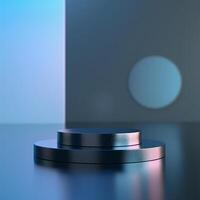 3d render of a black pedestal on a table photo