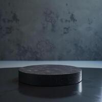 A black round object sitting on top of a table photo
