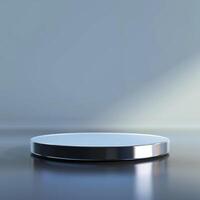 A round silver object on a table photo