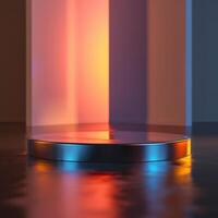 A round table with a light shining on it photo