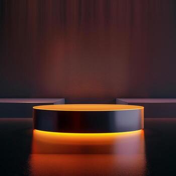 un vacío podio con un brillante ligero en eso foto