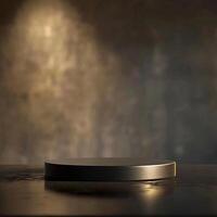 An empty round table on a table with a light photo