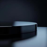 A black round table with a black surface photo