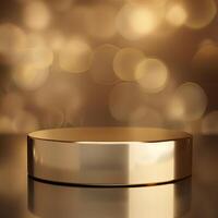 Golden round table with a shiny surface photo
