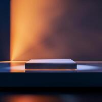 A white box sitting on a table in front of a bright light photo