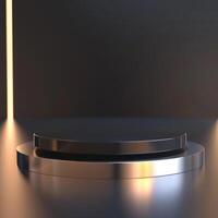 An empty podium with a light shining on it photo
