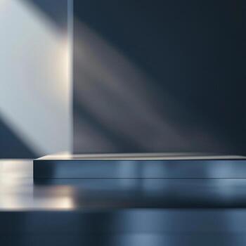 un vacío mesa con un ligero brillante en eso foto