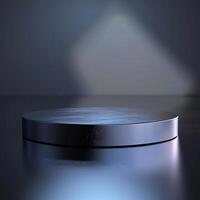 A black round table with a spotlight on it photo