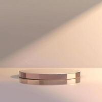 A round table with a white surface in front of a wall photo