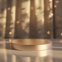 A golden object on a table photo