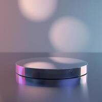A round object on a table with a light behind it photo