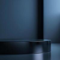 Black round table with a black background photo