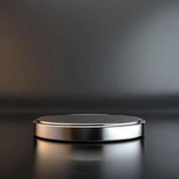 A silver metal object on a table photo
