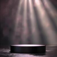 An empty podium with light shining from the top photo