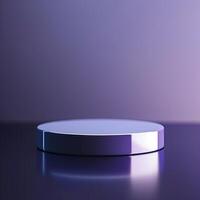 A round object on a table with a purple background photo