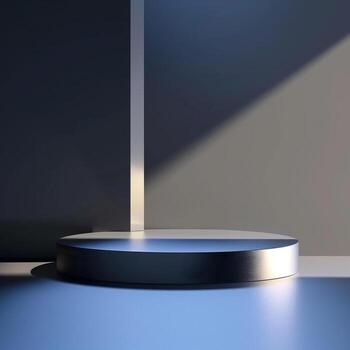 un podio en un habitación con un ligero brillante en eso foto