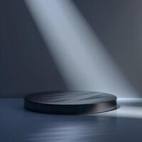 An empty podium with light shining from the side photo
