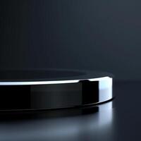 A black and white circular object on a table photo