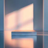 A white box sitting on a table in front of a window photo