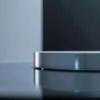 A modern looking circular object on a table photo