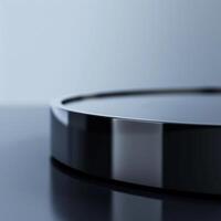 A black circular object on a table photo