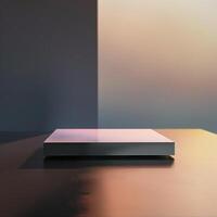 A square object on a table in front of a window photo