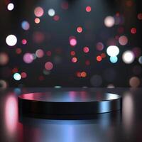 A podium with lights on the table photo