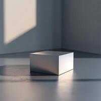 A cube sitting on a floor in a room photo