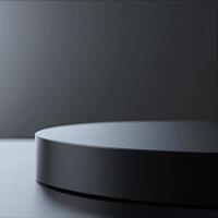 A black circular object on a table photo