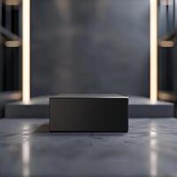 A black box sitting on a table in a room photo