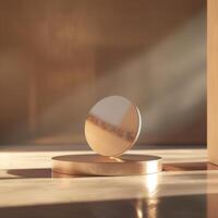 Beautiful Of 3d Realistic Of Empty podium mockup stage realistic for Product Showcase photo