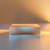 A box sitting on a table with a light shining on it photo