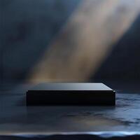 A black box sitting on top of a table photo