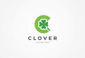 Initial Letter C Clover Logo, Letter C with Clover icon combination Logo template element, illustration vector