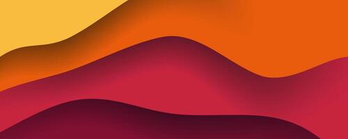 red and yellow wavy dimension layers background vector