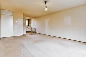 Empty room with carpet and light fixture photo